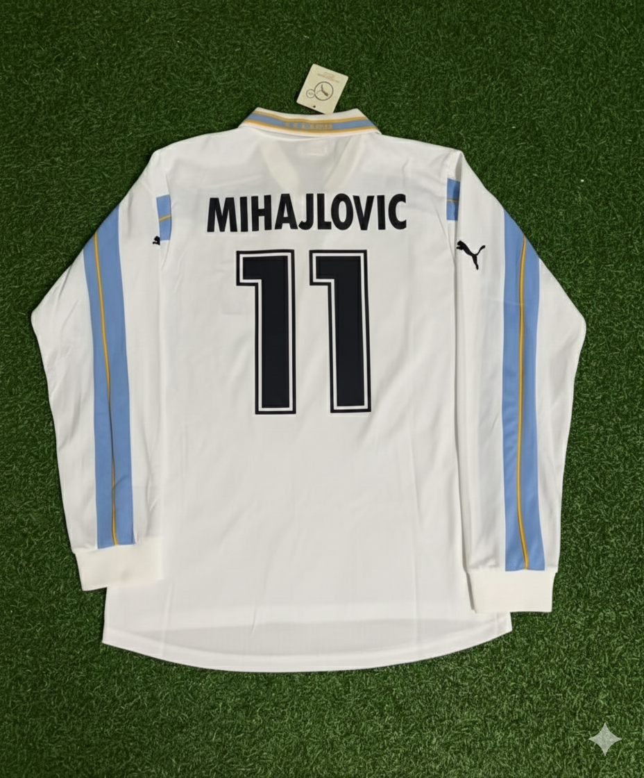 Sinisa Mihajlovic Lazio 1999 2000 White Long Sleeve Retro Football Jersey Kit