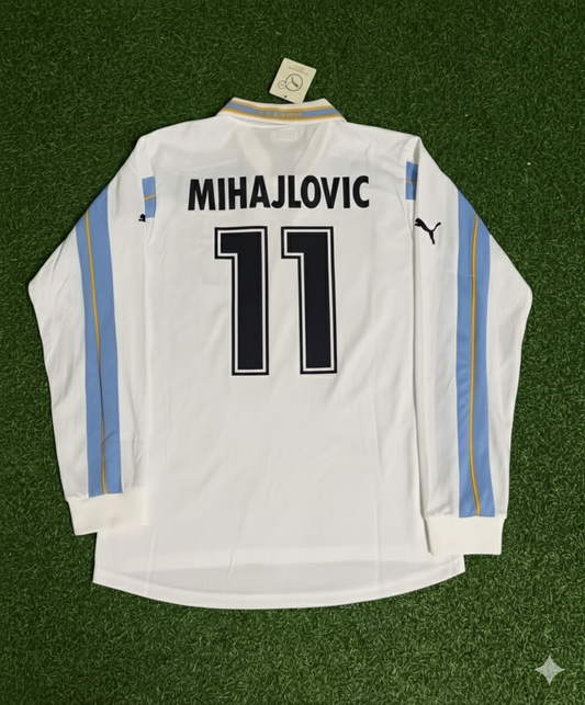 Sinisa Mihajlovic Lazio 1999 2000 White Long Sleeve Retro Football Jersey Kit