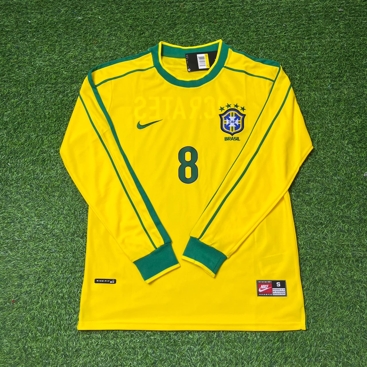 Sócrates #8- Brazil Long Sleeve Retro Football Kit Jersey Trikot Maillot Shirt