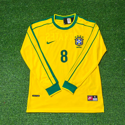 Sócrates #8- Brazil Long Sleeve Retro Football Kit Jersey Trikot Maillot Shirt