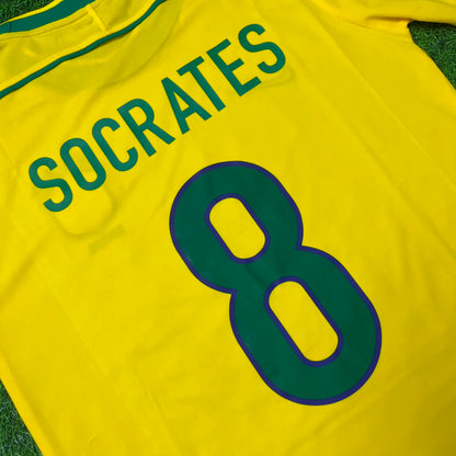 Sócrates #8- Brazil Long Sleeve Retro Football Kit Jersey Trikot Maillot Shirt