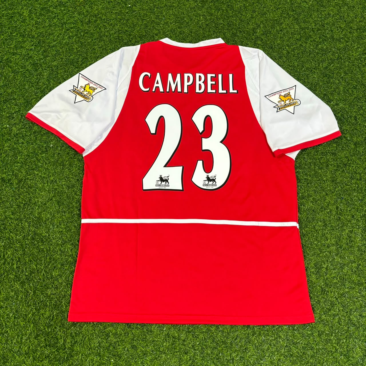 Sol Campbell 23 Arsenal 2002/03 EPL Patch Home Retro Football Jersey Kit