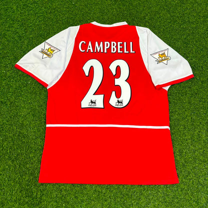 Sol Campbell 23 Arsenal 2002/03 EPL Patch Home Retro Football Jersey Kit