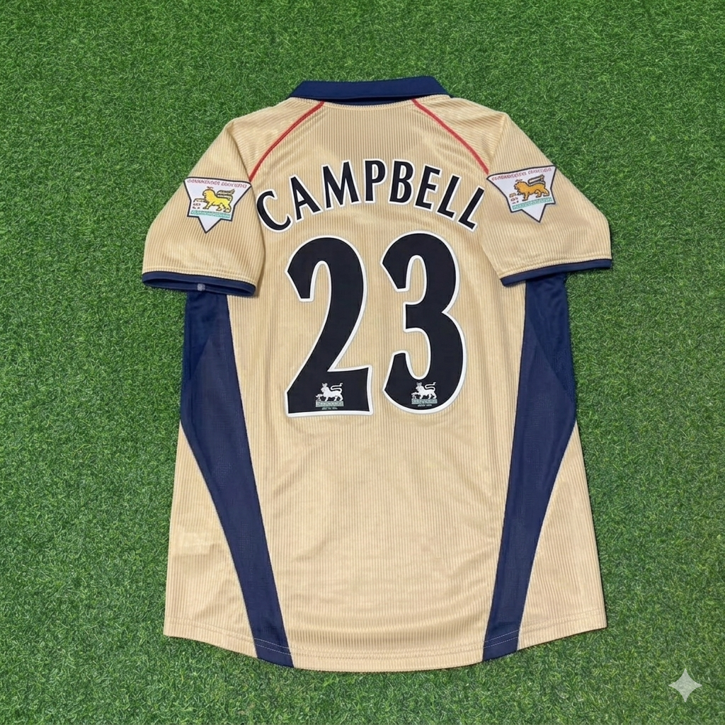 Sol Campbell #23 Arsenal 2001-2002 Away Golden Retro Jersey