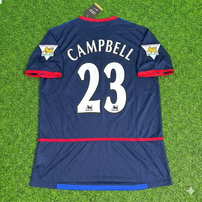 Sol Campbell 23- Arsenal 2002-2004 Black Blue o2 Retro Kit Jersey Trikot Maglia Camiseta Soccer Shirt