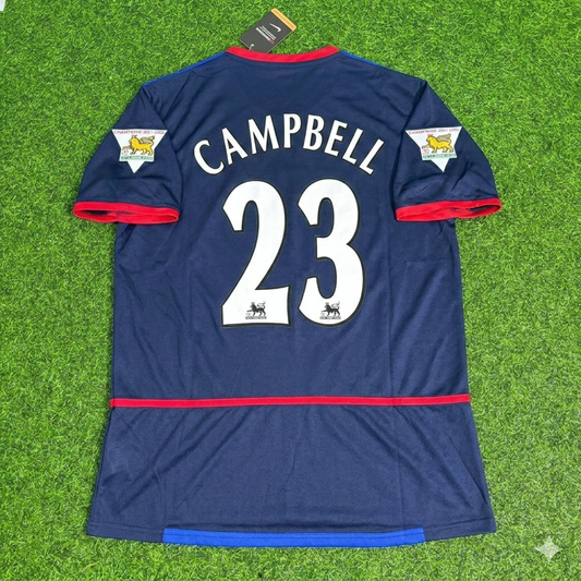 Sol Campbell 23- Arsenal 2002-2004 Black Blue o2 Retro Kit Jersey Trikot Maglia Camiseta Soccer Shirt