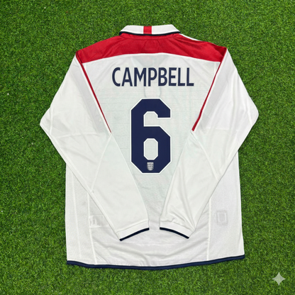 Sol Campbell England EURO 2004 Long Sleeve Home Retro Football Jersey