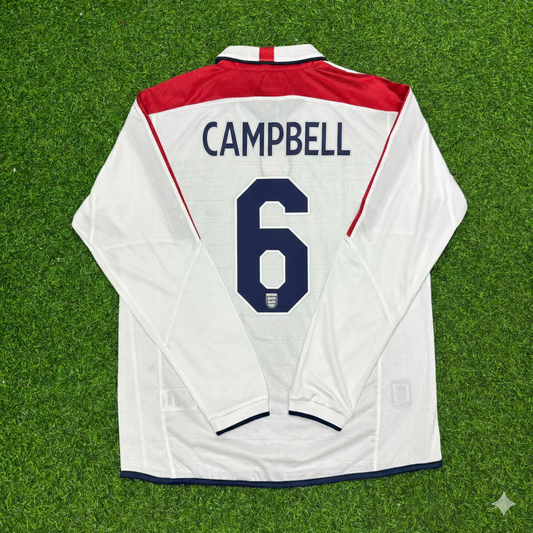 Sol Campbell England EURO 2004 Long Sleeve Home Retro Football Jersey
