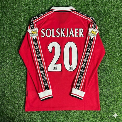 Ole Gunnar Solskjaer 20 - Manchester United 1999 Red Long Sleeve Kit Jersey Trikot Maillot