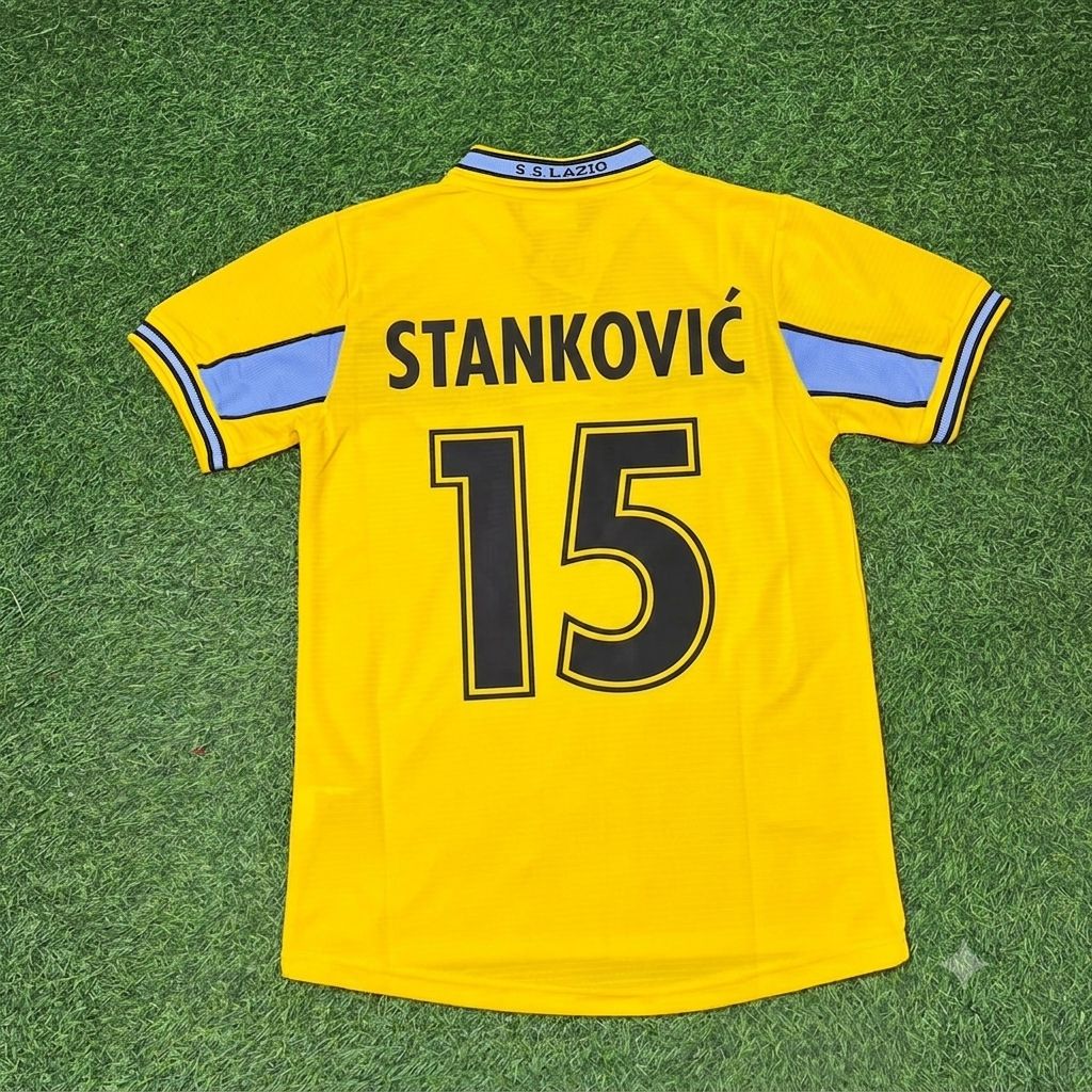 Dejan Stankovic Lazio 1998-2000 Yellow Retro Football Jersey