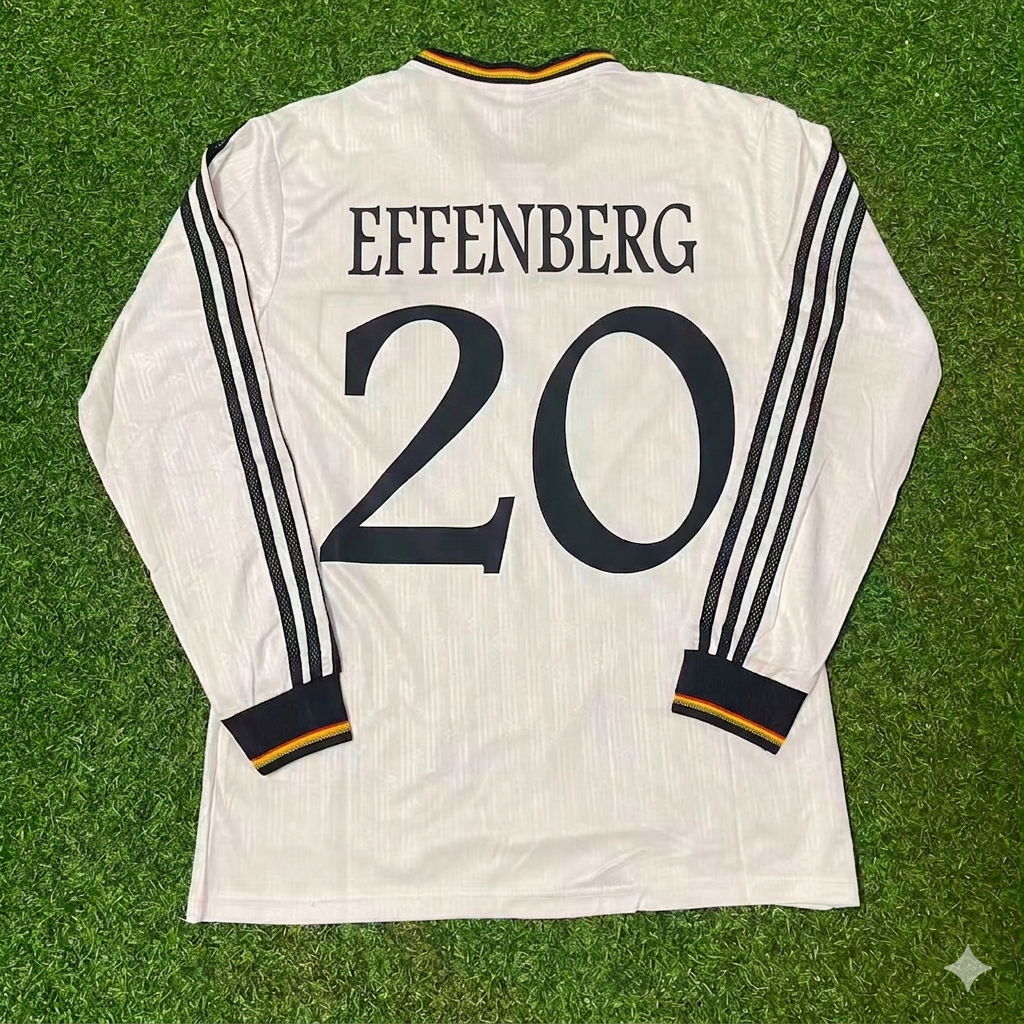 Stefan Effenberg #20 Germany EURO 1996 Final Home Long Sleeve Retro Football Jersey Kit
