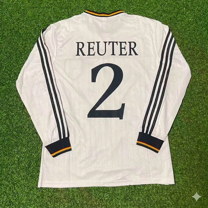 Stefan Reuter #2 Germany EURO 1996 Final Home Long Sleeve Retro Football Jersey Kit