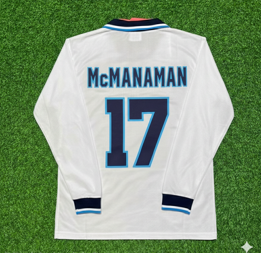 Steve McManaman England 1996 Long Sleeve Retro Football Jersey