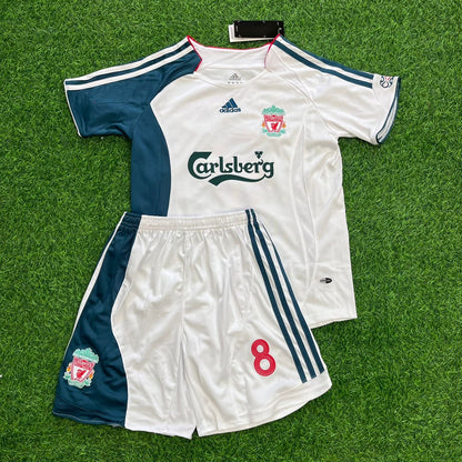 Steven Gerrard Liverpool 2006/07 White Kids Retro Football Jersey Kit