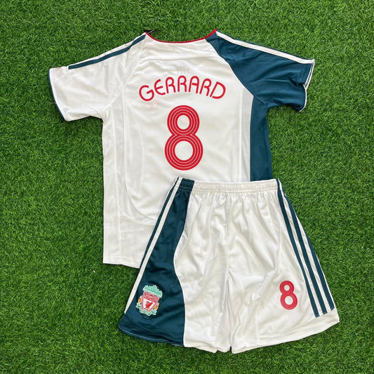 Steven Gerrard Liverpool 2006/07 White Kids Retro Football Jersey Kit