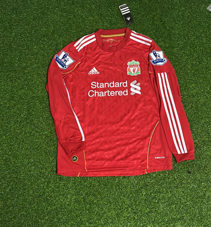 Steven Gerrard Liverpool 2010 2011 Season Long Sleeves Red Retro Jersey
