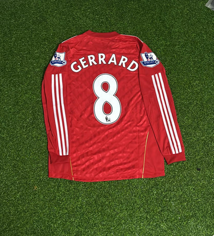 Steven Gerrard Liverpool 2010 2011 Season Long Sleeves Red Retro Jersey