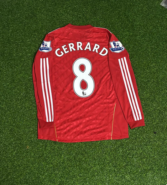 Steven Gerrard Liverpool 2010 2011 Season Long Sleeves Red Retro Jersey