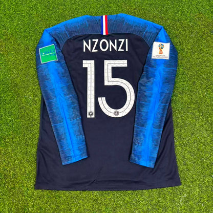 Maillot de football rétro à manches longues Steven Nzonzi France Finale de la Coupe du Monde 2018