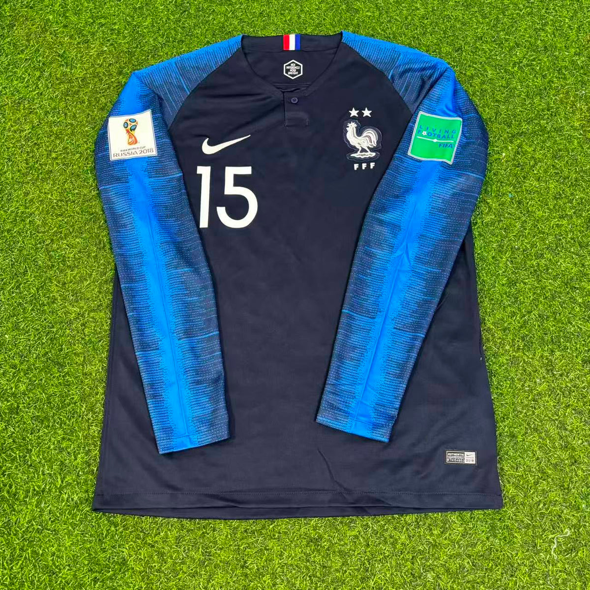 Maillot de football rétro à manches longues Steven Nzonzi France Finale de la Coupe du Monde 2018