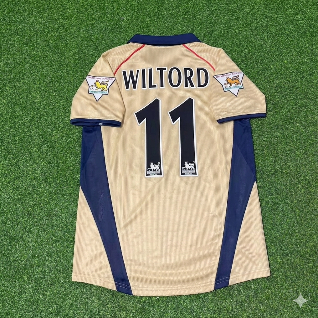 Sylvain Wiltord #11 Arsenal 2001-2002 Away Golden Retro Jersey