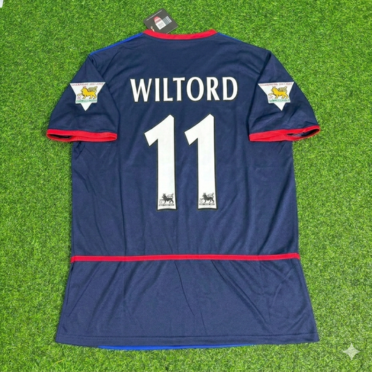Sylvain Wiltord 11- Arsenal 2002-2004 Black Blue o2 Retro Kit Jersey Trikot Maglia Camiseta Soccer Shirt