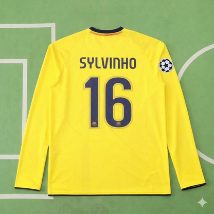 Sylvinho FC Barcelona 08/09 Season Yellow Away Retro Jersey Trikot Soccer Shirt