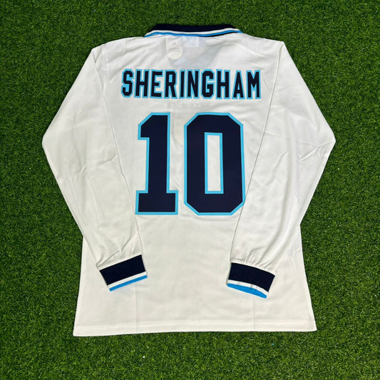 Teddy Sheringham #10 England Euro 1996 Long Sleeve Retro Jersey