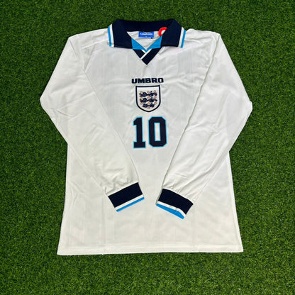 Teddy Sheringham #10 England Euro 1996 Long Sleeve Retro Jersey