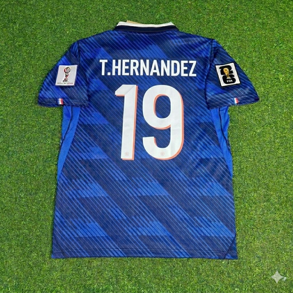 Maillot de football bleu Theo Hernández 19 - Domicile France Coupe du Monde 2026