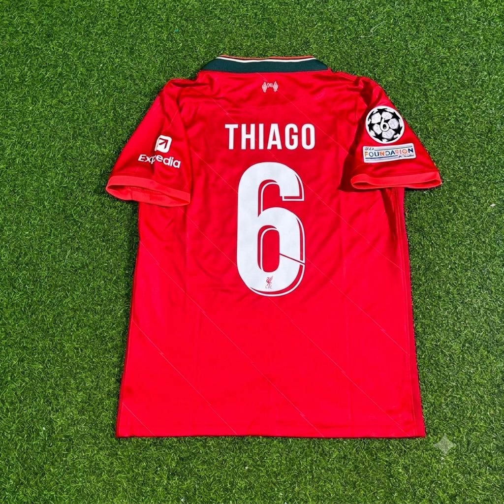 Thiago Alcantara #6 Liverpool 2022 Champions League Final Home Retro Football Jersey