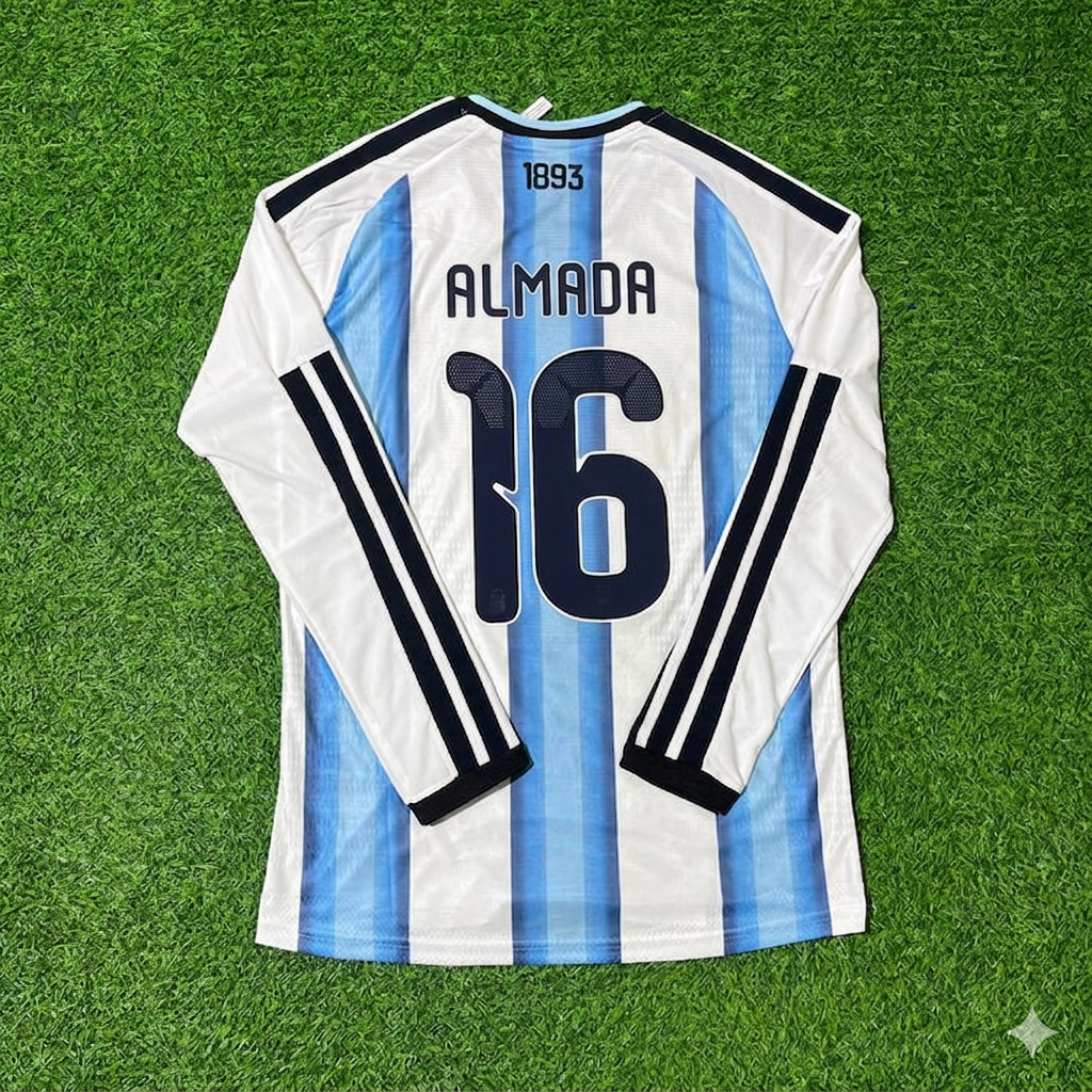Thiago Almada #16 Argentina 2026 World Cup Long Sleeve Football Jersey Kit