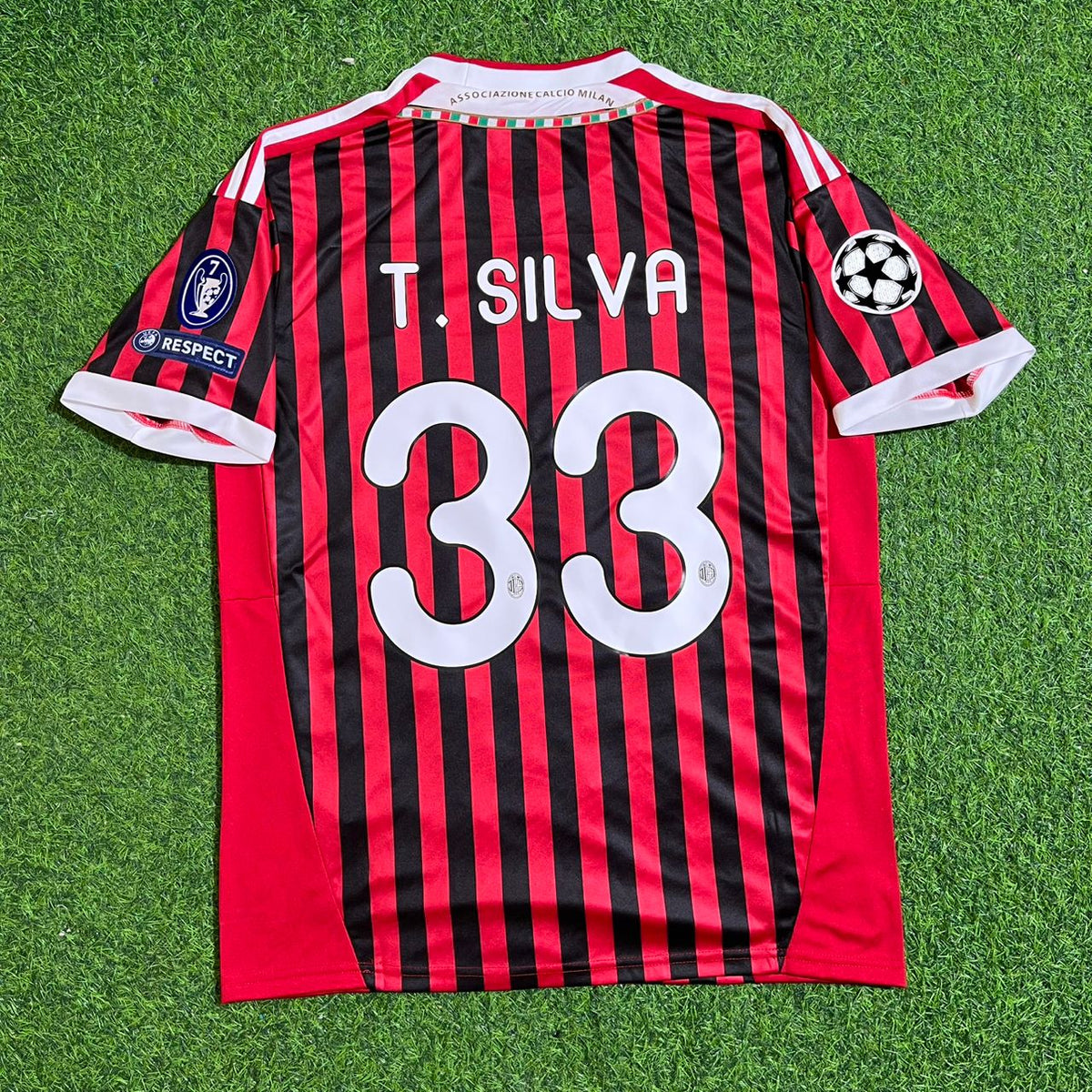 Thiago Silva 33 - AC Milan Home 2011/12 Retro Kit Jersey Maillot Trikot Soccer Shirt