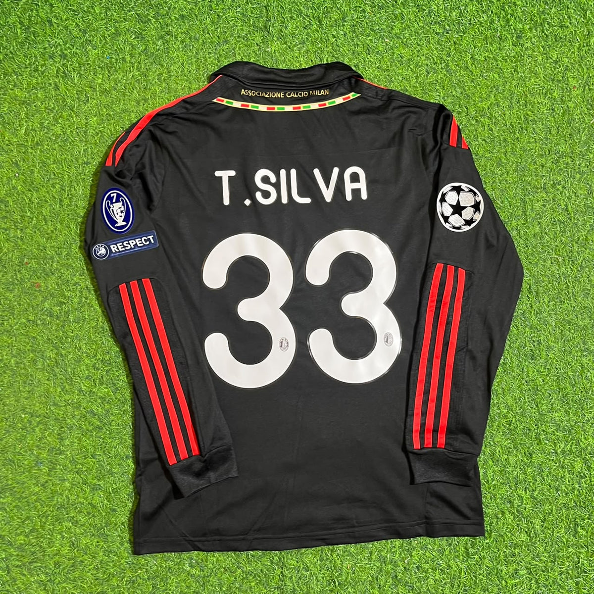 Thiago Silva AC Milan 2011/12 Red & Black Retro Football Jersey Kit