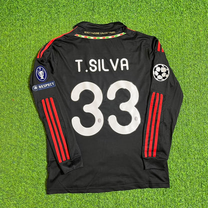 Thiago Silva AC Milan 2011/12 Red & Black Retro Football Jersey Kit