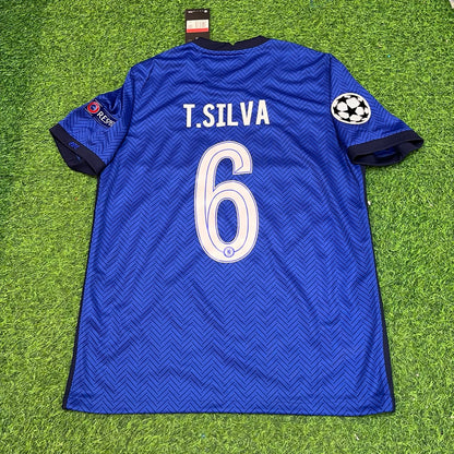 Thiago Silva 6- Chelsea 2021 Champions League Final Blue Retro Football Jersey Kit