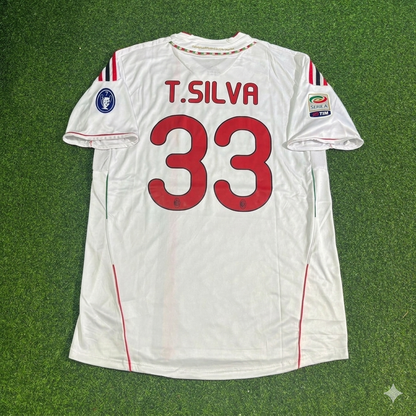Thiago Silva #33 Milan 2011-2012 White Away Retro Football Jersey