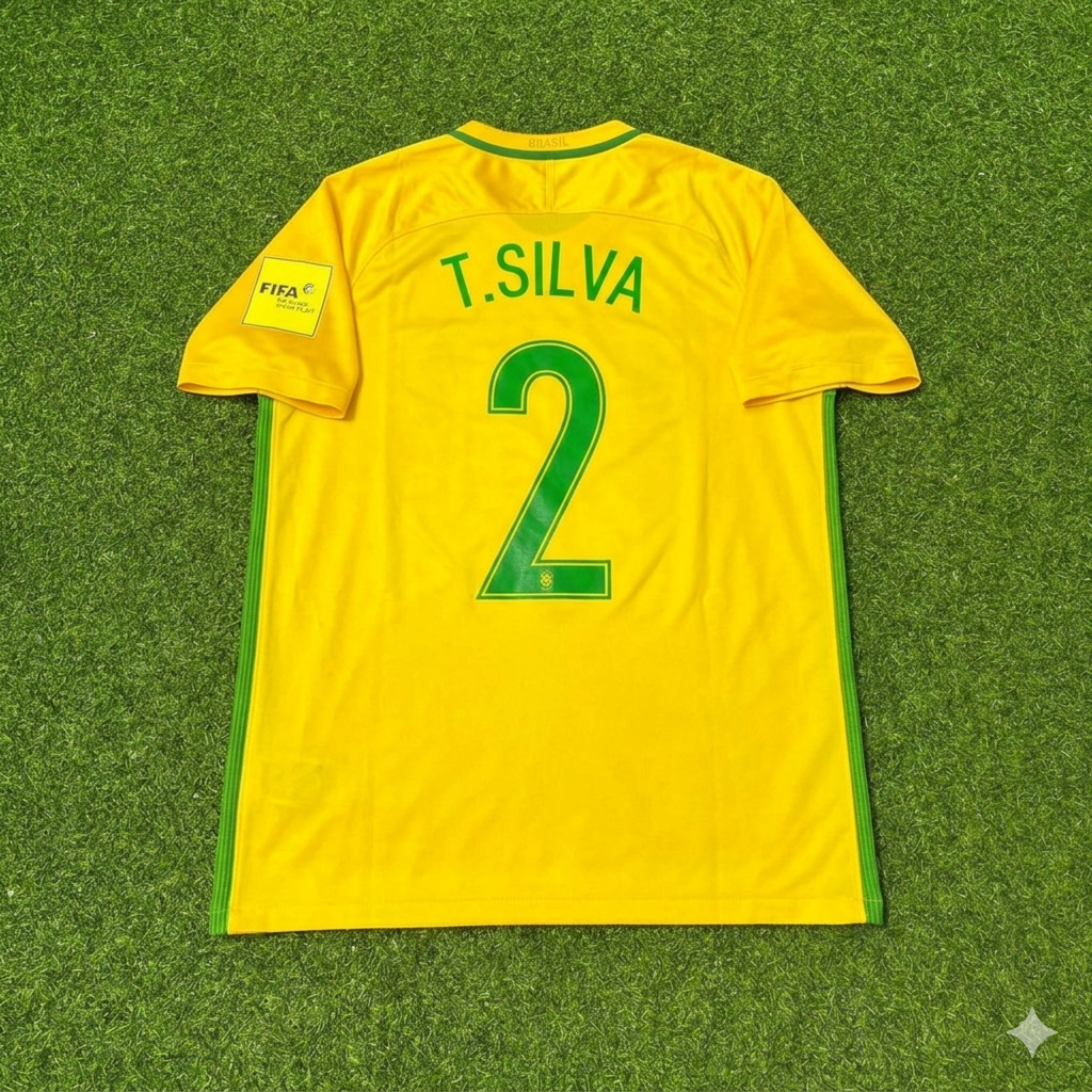 Thiago Silva #2 Brazil 2018 World Cup Home Football Jersey