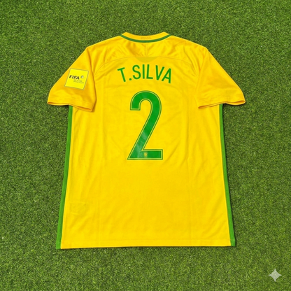 Thiago Silva #2 Brazil 2018 World Cup Home Football Jersey