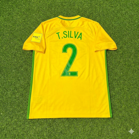 Thiago Silva #2 Brazil 2018 World Cup Home Football Jersey