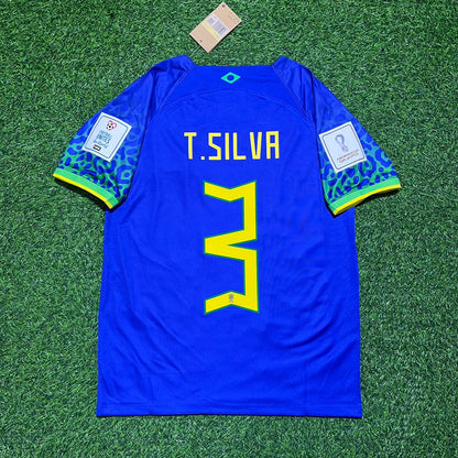 Thiago Silva Brazil 2022 World Cup Retro Football Jersey