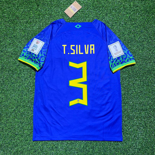 Thiago Silva Brazil 2022 World Cup Retro Football Jersey