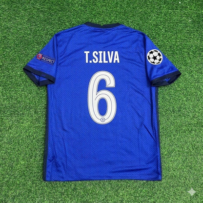 Thiago Silva 6- Chelsea 2021 Champions League Final Blue Retro Football Jersey Kit