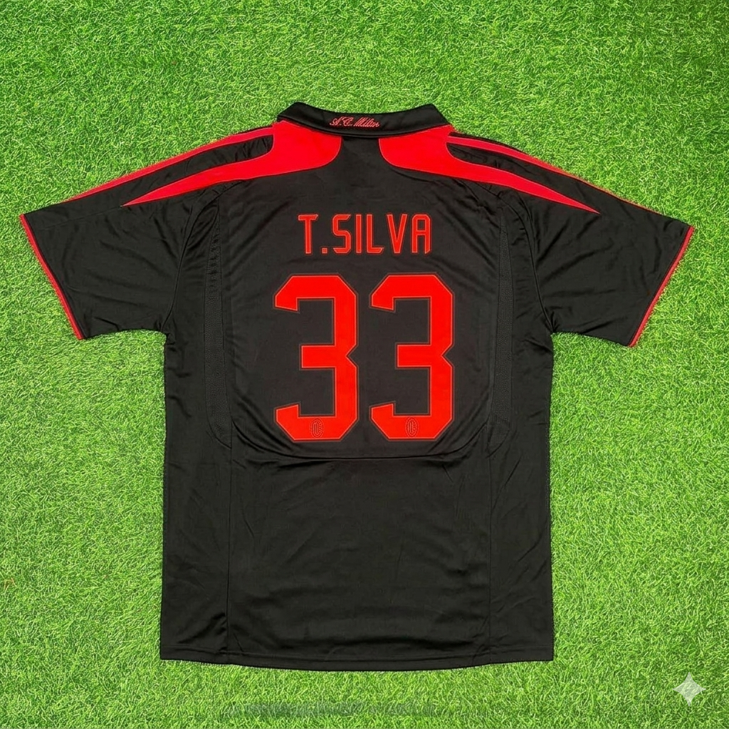 Thiago Silva AC Milan Black Retro Third Football Jersey