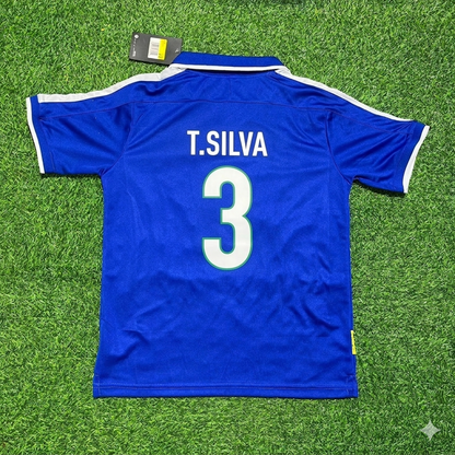 Thiago Silva Brazil Blue Retro Football Jersey