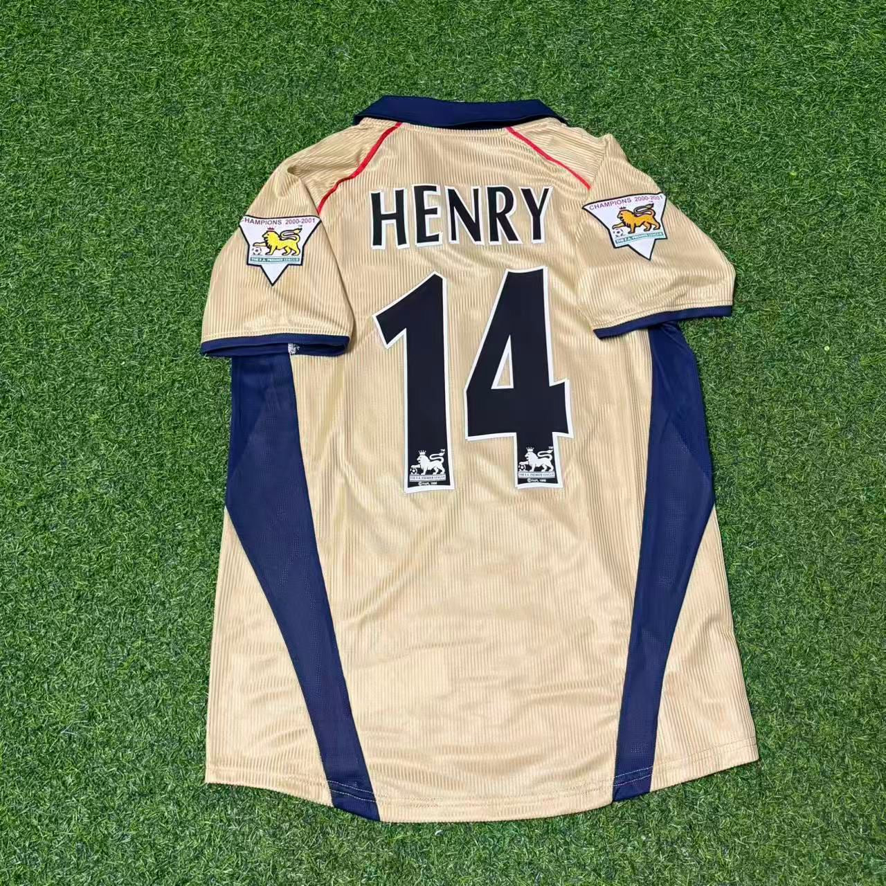 Thierry Henry #14 Arsenal 2001-2002 Away Golden Retro Jersey