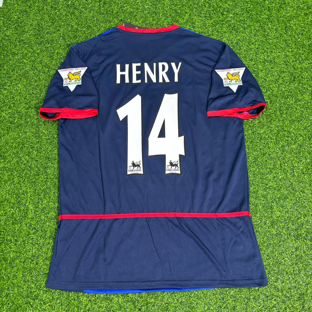 Thierry Henry 14- Arsenal 2002-2004 Black Blue o2 Retro Kit Jersey Trikot Maglia Camiseta Soccer Shirt