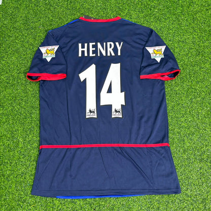 Thierry Henry 14- Arsenal 2002-2004 Black Blue o2 Retro Kit Jersey Trikot Maglia Camiseta Soccer Shirt