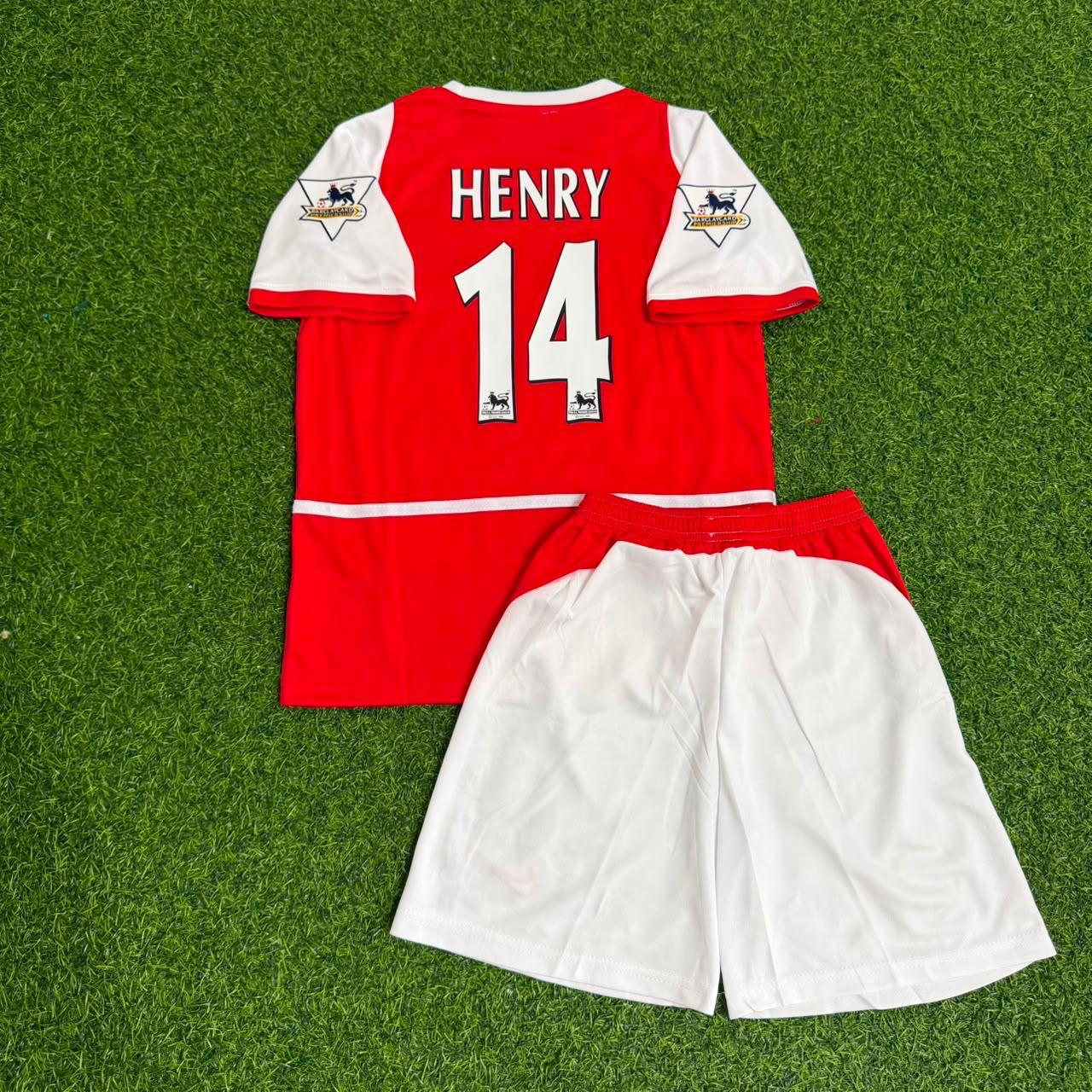 Thierry Henry 14 Arsenal 2002/03 EPL Patch Home Kids Retro Football Jersey Kit