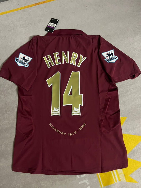 Thierry Henry Arsenal 2006 Highbury Burguny Retro Football Jersey